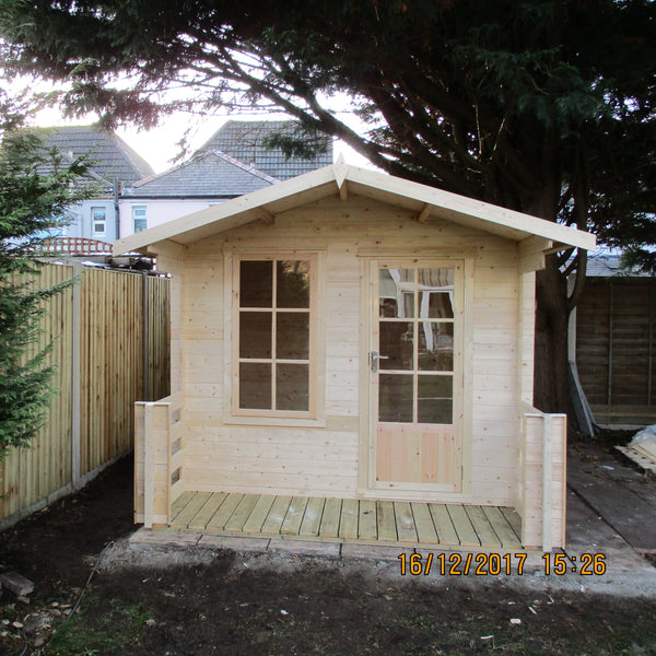 Shire Maulden with verandah 9x9 Log Cabin 19mm interlock Cladding - Best Shed