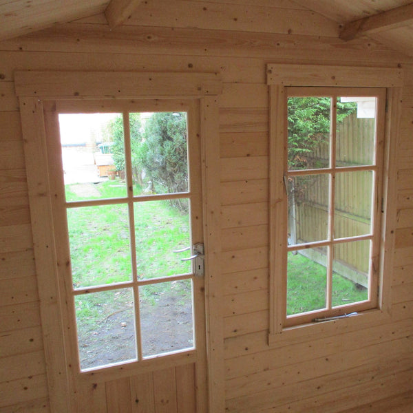 Shire Maulden with verandah 9x9 Log Cabin 19mm interlock Cladding - Best Shed