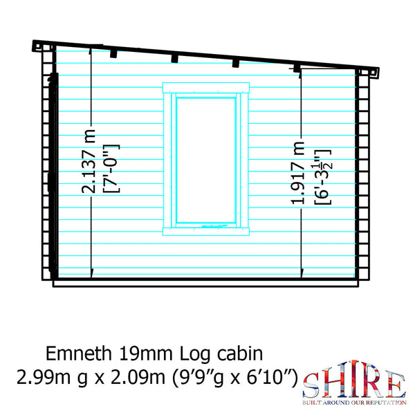 Shire Emneth 10x10 Pent Log Cabin 19mm interlock  Cladding - Best Shed