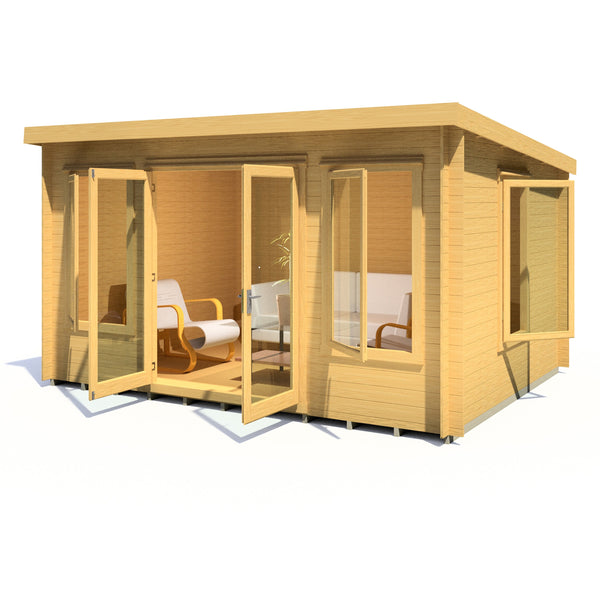 Shire Emneth 10Gx13 Pent Log Cabin 19mm interlock  Cladding - Best Shed