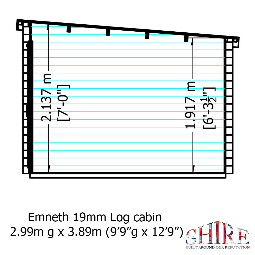 Shire Emneth 10Gx13 Pent Log Cabin 19mm interlock  Cladding - Best Shed