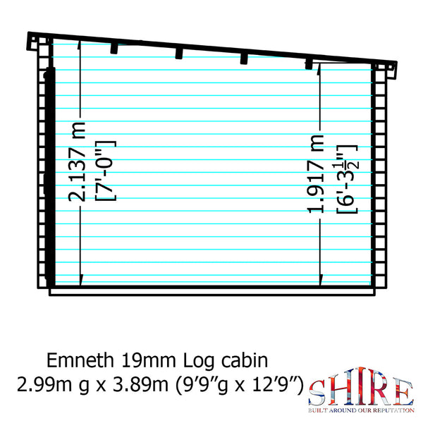 Shire Emneth 10Gx13 Pent Log Cabin 19mm interlock  Cladding - Best Shed