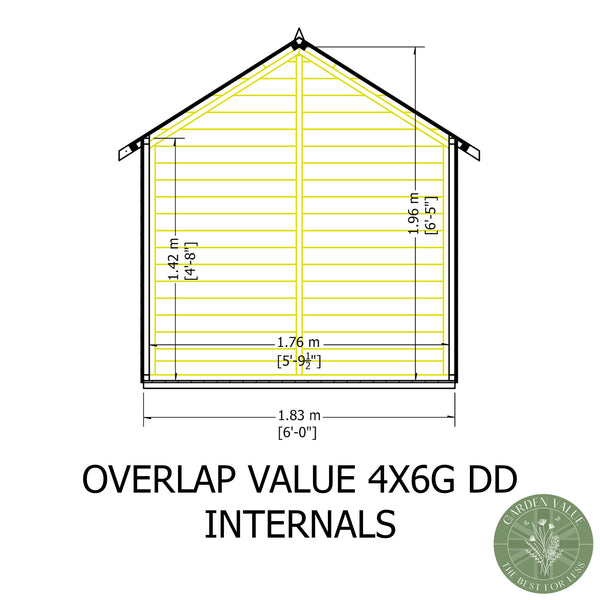 Shire Overlap Wooden Shed Double Doors No windows 4x6ft