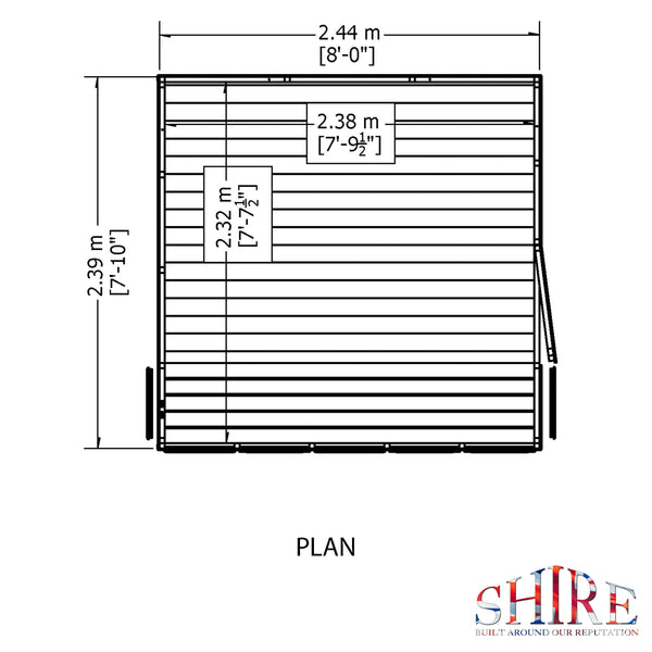 Sun Pent Potting Shed Style B 8x8 Single Door 12mm Shiplap