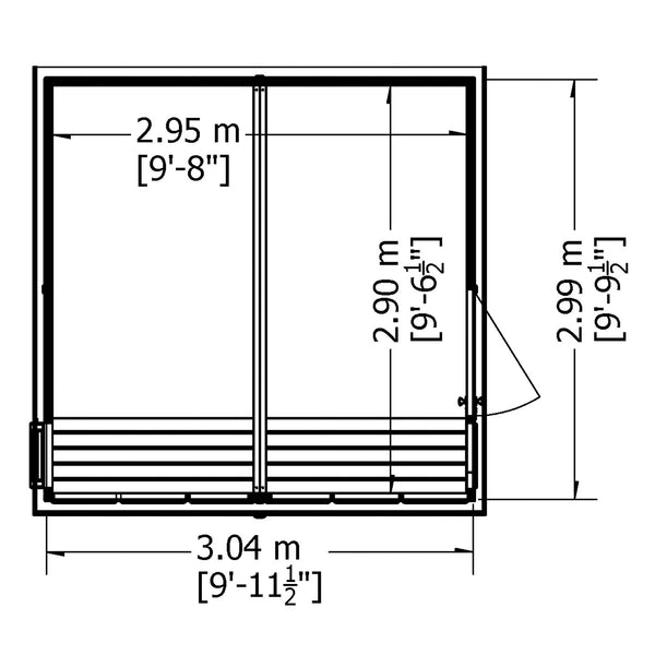 Sun Pent Potting Shed 10x10 Single Door 12mm Shiplap
