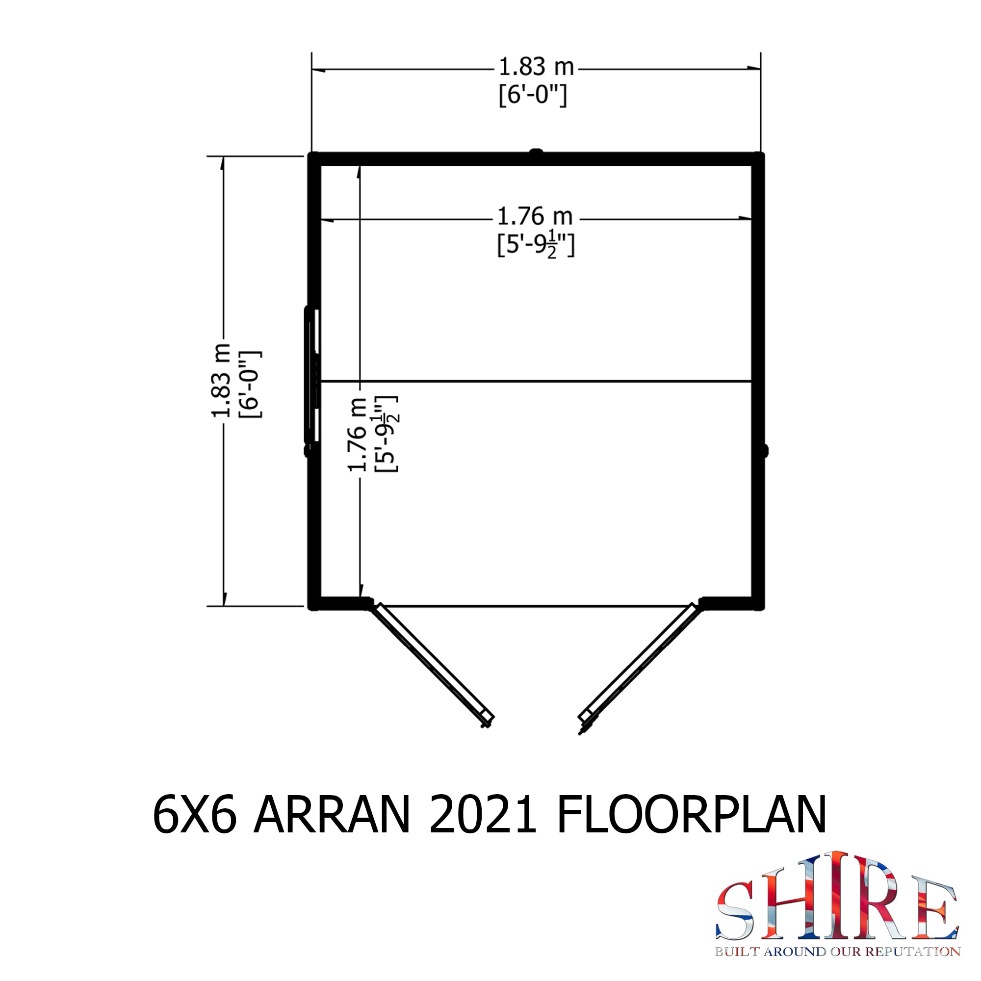 Shire Arran Double Door 6x6 12mm interlock Clad wooden Shed - Best Shed