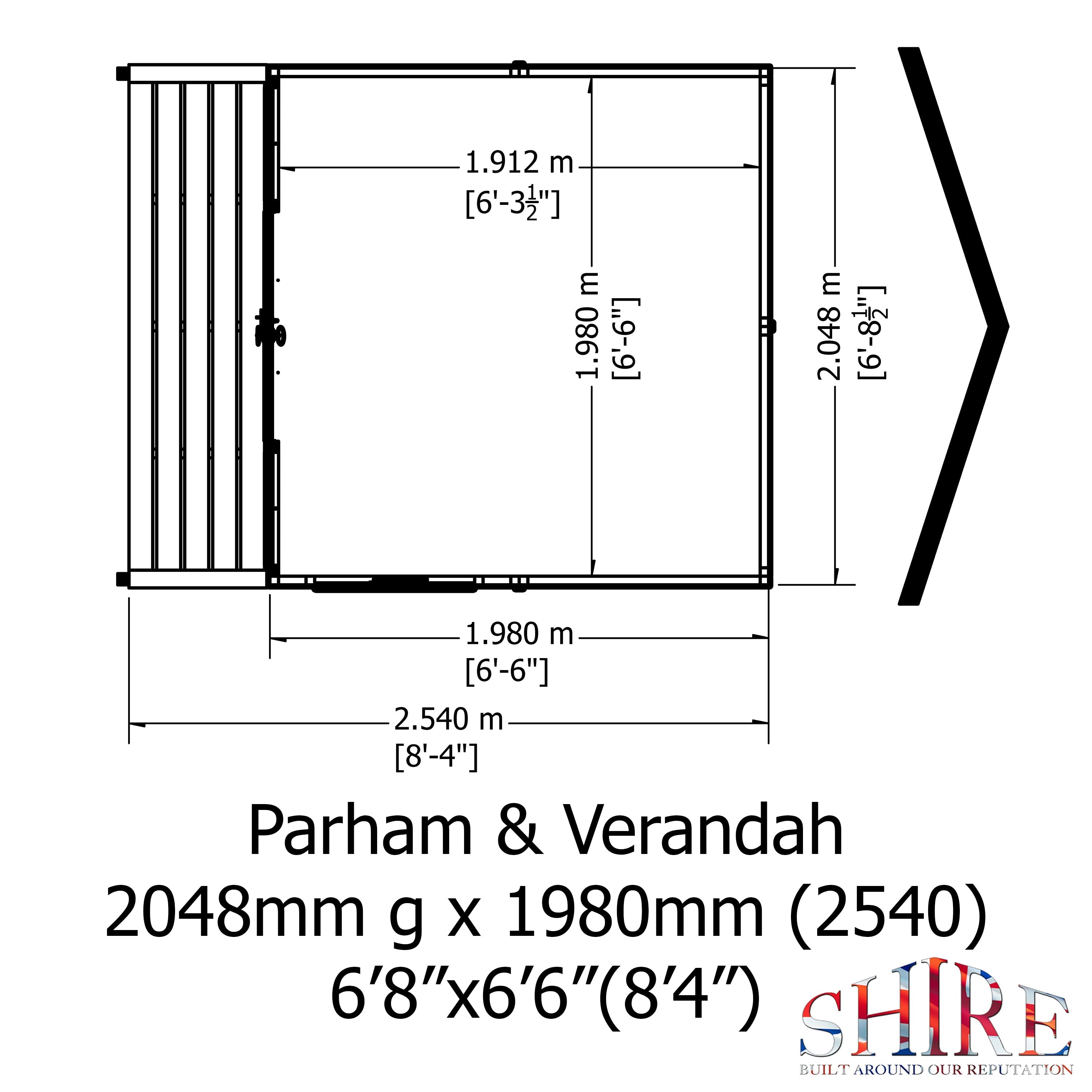 Shire Parham & Verandah 7x7 12mm interlock Clad wooden Summerhouse - Best Shed