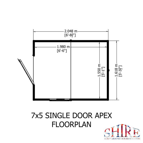 Shire Shiplap Apex 7x5 12mm interlock Clad wooden Shed