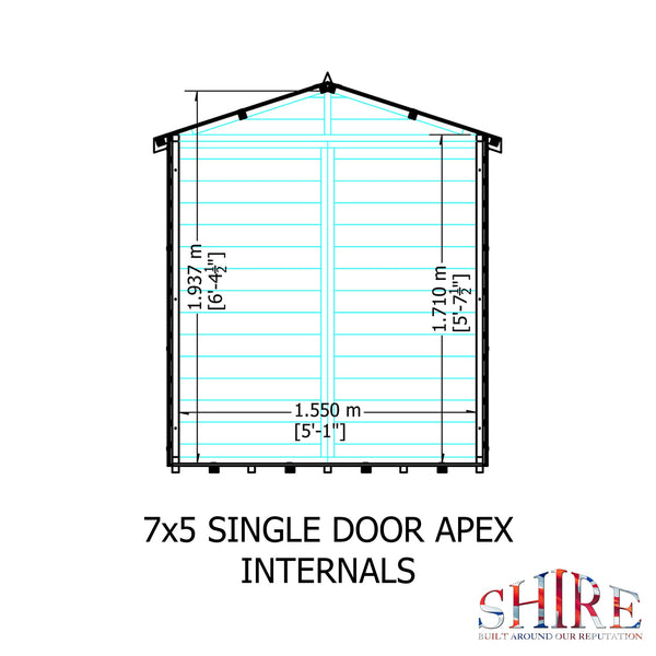 Shire Shiplap Apex 7x5 12mm interlock Clad wooden Shed