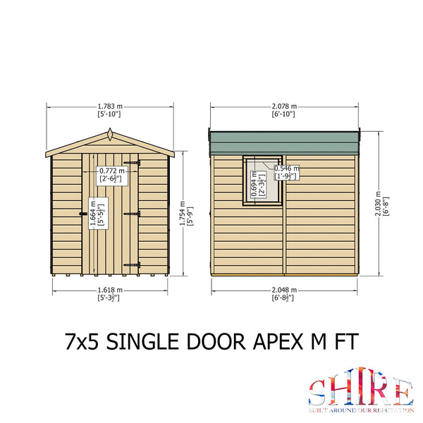 Shire Shiplap Apex 7x5 12mm interlock Clad wooden Shed