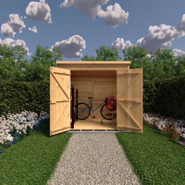 Shire 7x5 double door Pent shed 12mm shiplap interlock cladding