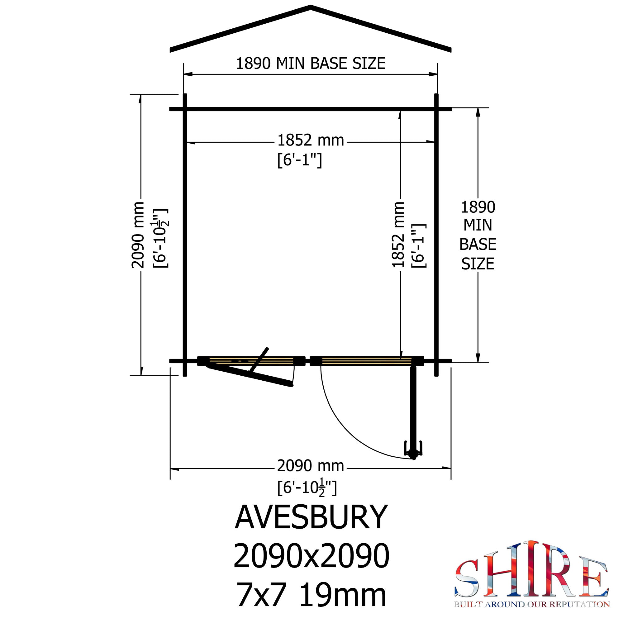 Shire Avesbury(Pembrook) 7x7 Log Cabin 19mm interlock  Cladding - Best Shed