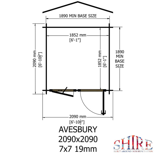 Shire Avesbury(Pembrook) 7x7 Log Cabin 19mm interlock  Cladding - Best Shed