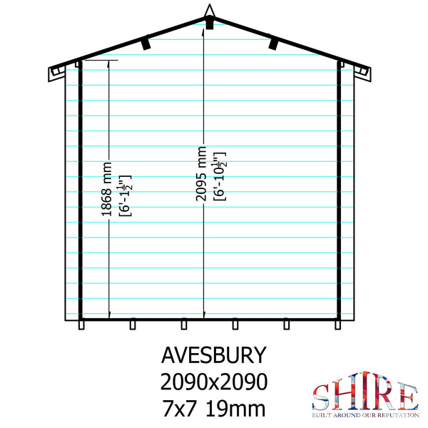 Shire Avesbury(Pembrook) 7x7 Log Cabin 19mm interlock  Cladding - Best Shed