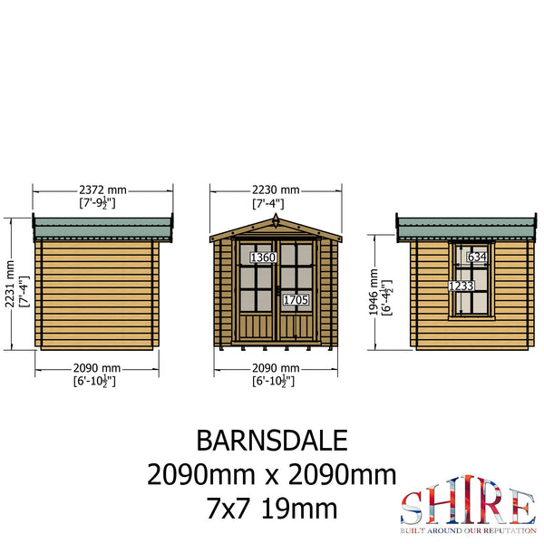 Shire Barn ale 7x7 Log Cabin 19mm interlock Cladding - Best Shed