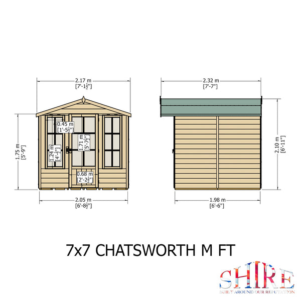 Shire 7x7 Chatsworth Summerhouse 12mm shiplap interlock cladding