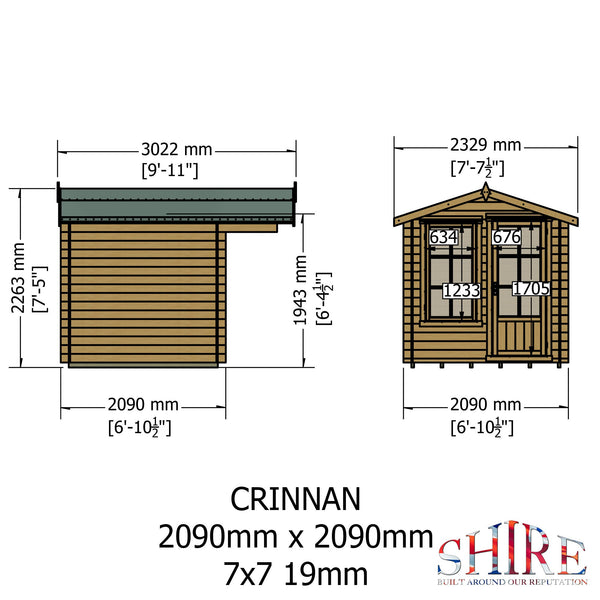 Shire Crinan 7x7 Log Cabin 19mm interlock  Cladding - Best Shed
