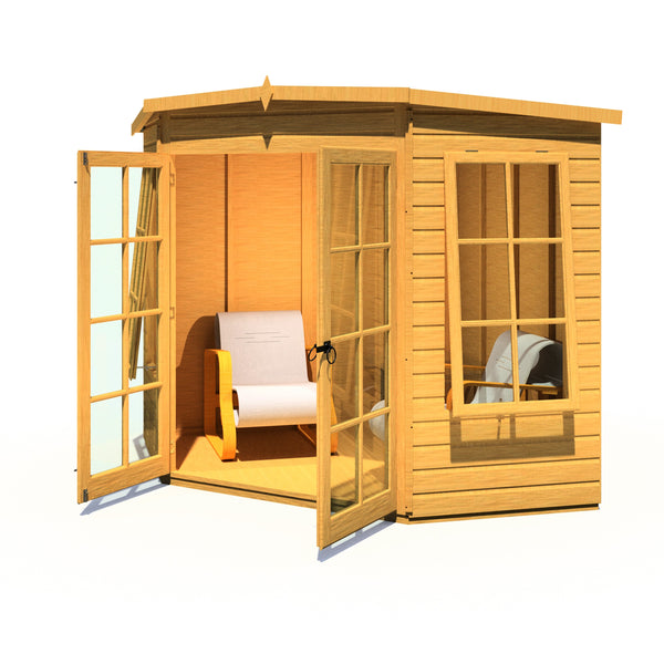 Shire Hampton 7x7 Corner Summerhouse 12mm Interlock Cladding - Best Shed