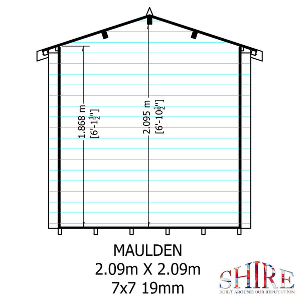 Shire Maulden  with verandah 7x7 Log Cabin 19mm interlock Cladding - Best Shed