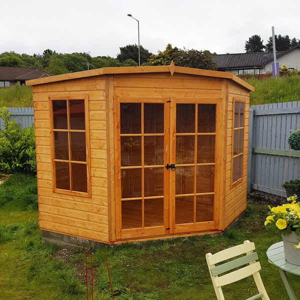 Shire Hampton 8x8 Corner Summerhouse 12mm Interlock Cladding - Best Shed