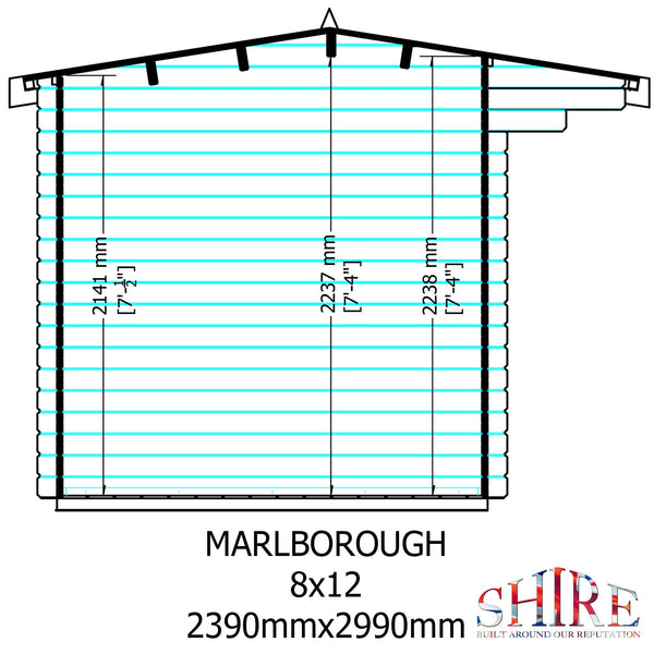 Shire Marlborough 8Gx10 Log Cabin 28mm interlock cladding - Best Shed