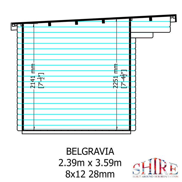 Shire 8x12 Belgravia Log Cabin 19mm Cladding - Best Shed