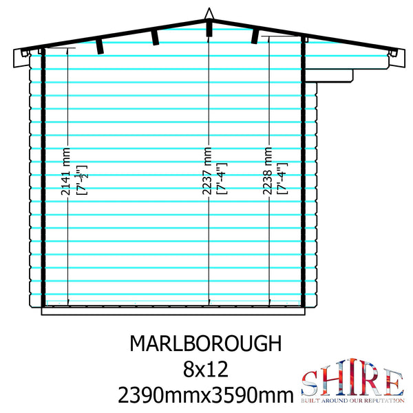 Shire Marlborough  8Gx12 Log Cabin 28mm interlock cladding