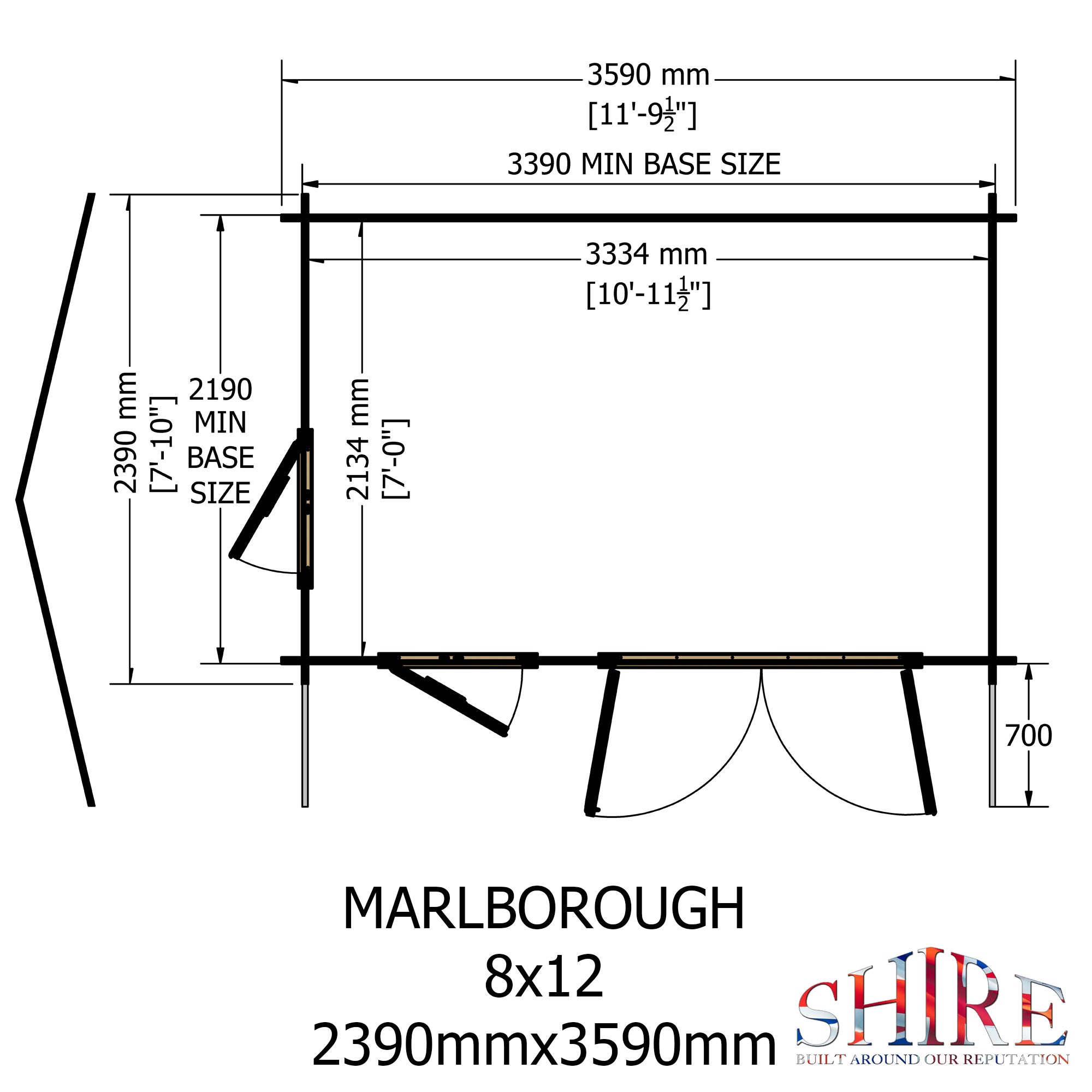 Shire Marlborough  8Gx12 Log Cabin 28mm interlock cladding - Best Shed