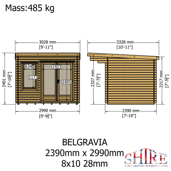 Shire 8x10 Belgravia Log Cabin 19mm Cladding - Best Shed
