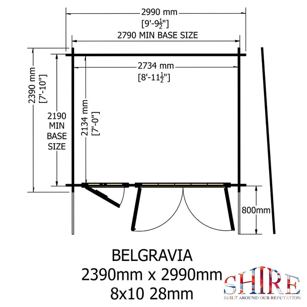 Shire 8x10 Belgravia Log Cabin 19mm Cladding - Best Shed