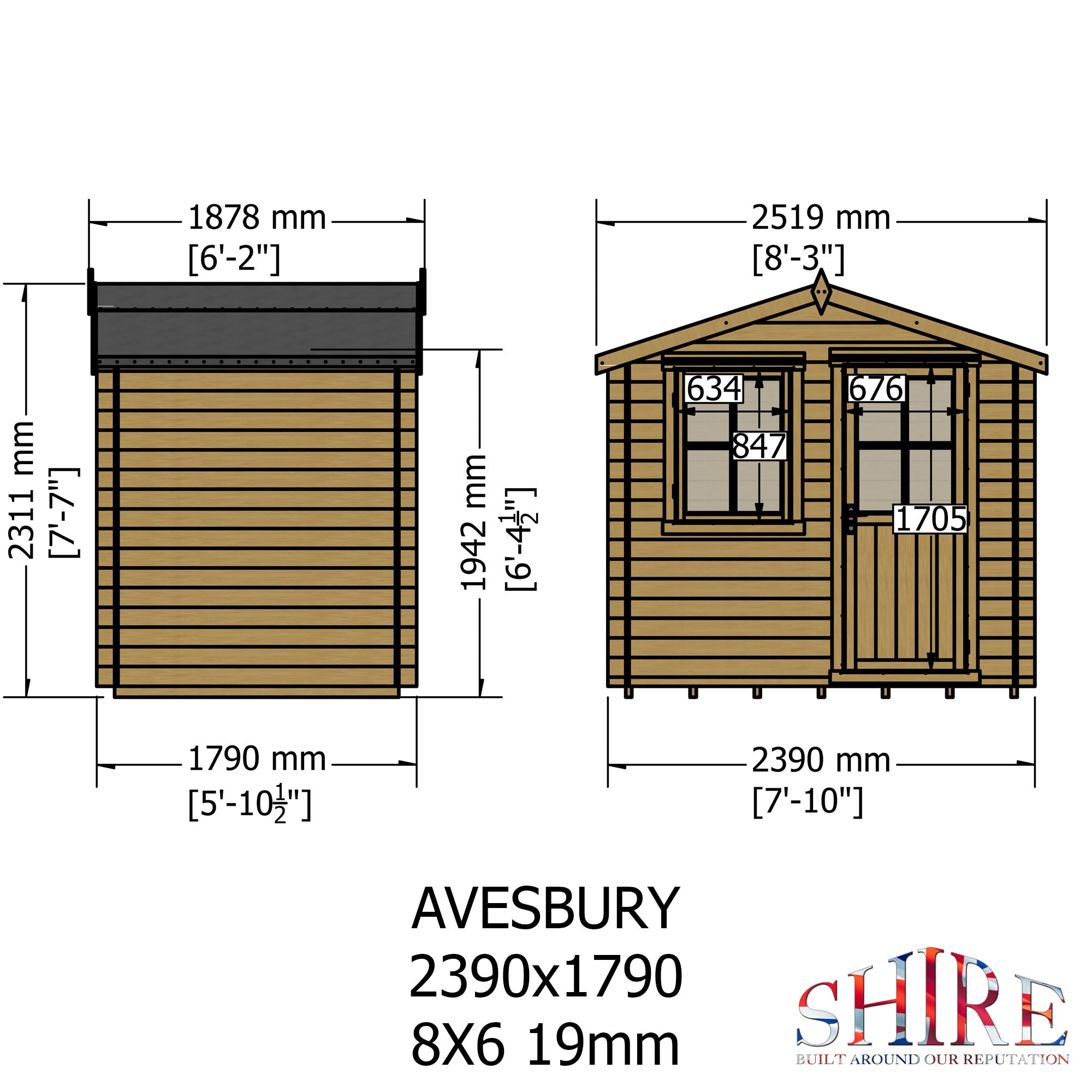 Shire Avesbury(Pembrook) 8x6 Log Cabin 19mm interlock  Cladding - Best Shed
