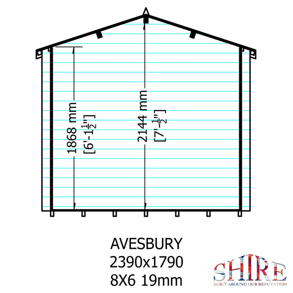 Shire Avesbury(Pembrook) 8x6 Log Cabin 19mm interlock  Cladding - Best Shed