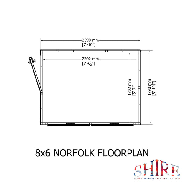 Norfolk Style A 8x6 Single Door 12mm Shiplap Garden Shed