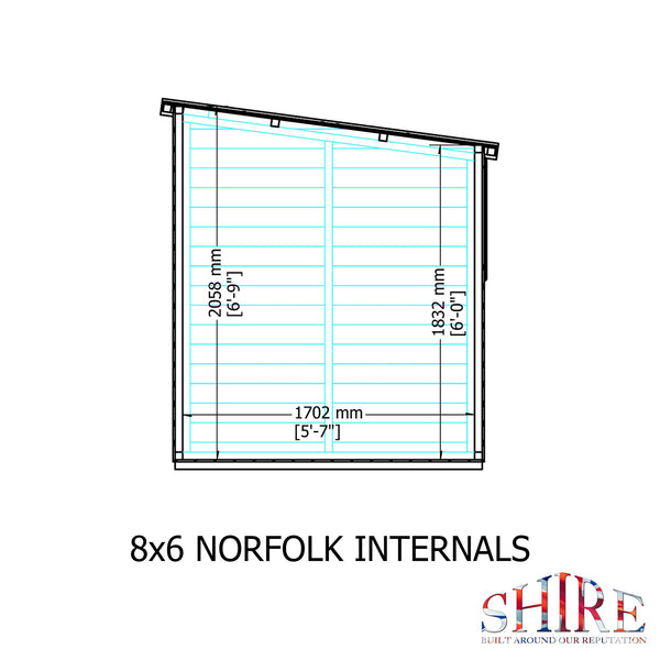 Norfolk Style A 8x6 Single Door 12mm Shiplap Garden Shed