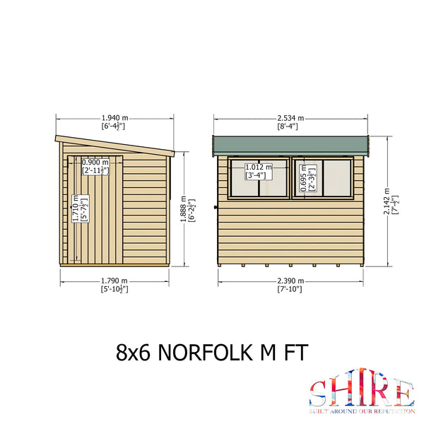 Norfolk Style A 8x6 Single Door 12mm Shiplap Garden Shed