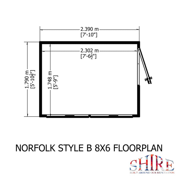 Norfolk Style B 8x6 Single Door 12mm Shiplap Garden Shed
