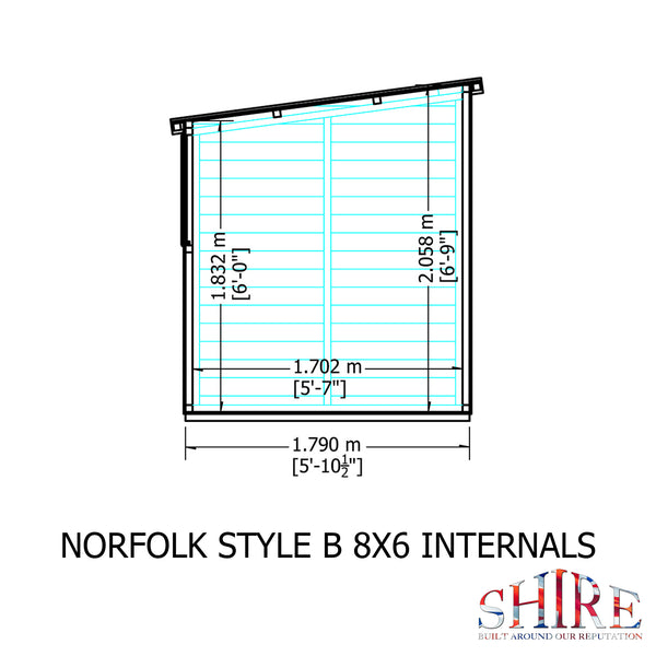 Norfolk Style B 8x6 Single Door 12mm Shiplap Garden Shed