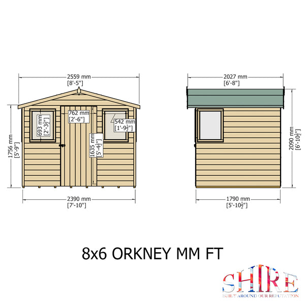 Orkney 8x6 Garden Shed 12mm Shiplap T&G