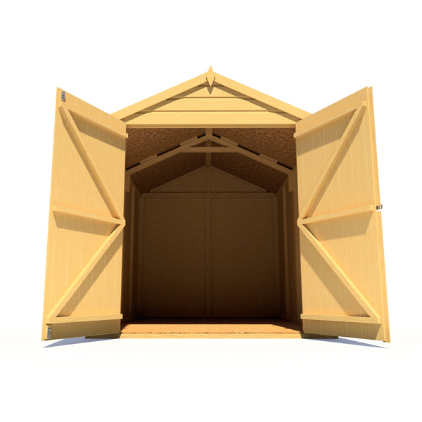 Shire Warwick Double Door 8x6 12mm interlock Clad wooden Shed