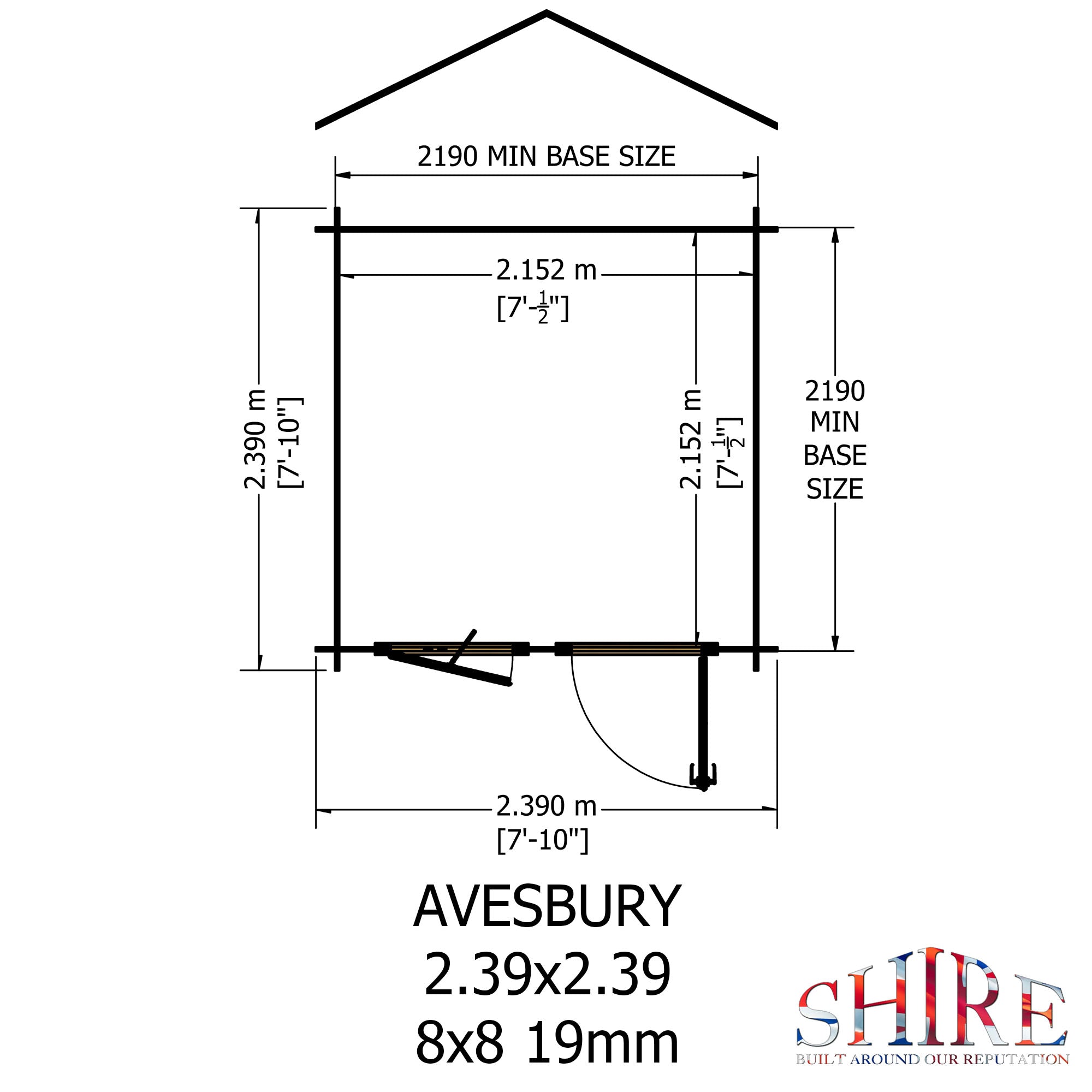 Shire Avesbury 8x8 Log Cabin 19mm interlock  Cladding - Best Shed