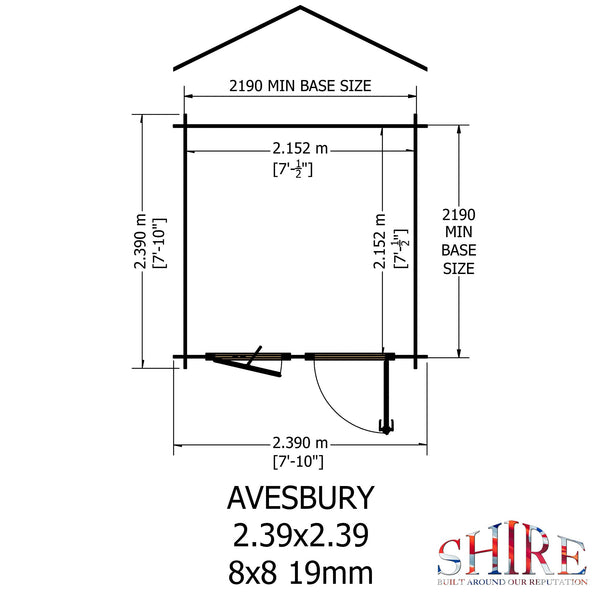 Shire Avesbury 8x8 Log Cabin 19mm interlock  Cladding - Best Shed