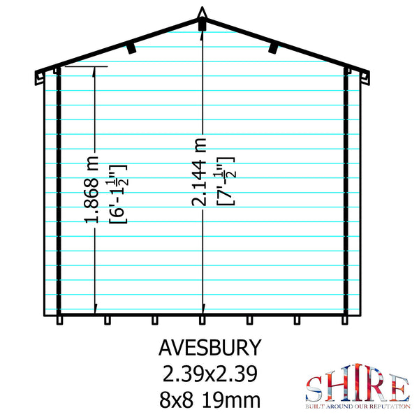 Shire Avesbury 8x8 Log Cabin 19mm interlock  Cladding - Best Shed