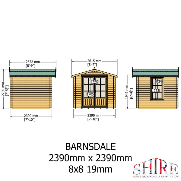 Shire Barn ale 8x8 Log Cabin 19mm interlock Cladding - Best Shed