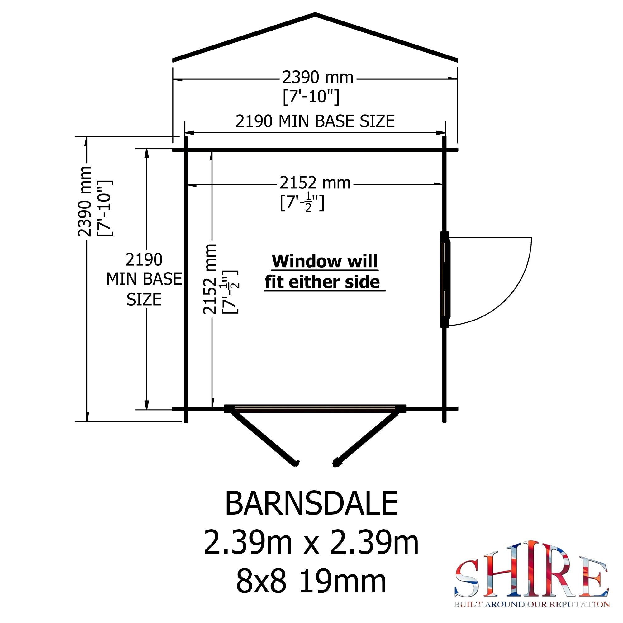 Shire Barn ale 8x8 Log Cabin 19mm interlock Cladding - Best Shed