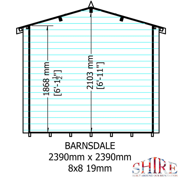 Shire Barn ale 8x8 Log Cabin 19mm interlock Cladding - Best Shed