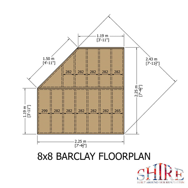 Shire Barclay 8x8 Corner Summerhouse 12mm Interlock Cladding - Best Shed