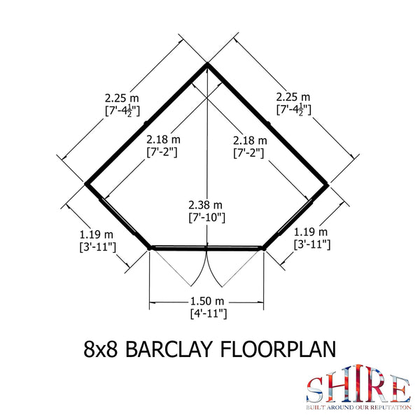 Shire Barclay 8x8 Corner Summerhouse 12mm Interlock Cladding - Best Shed
