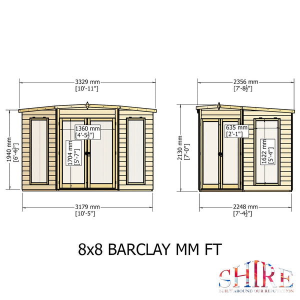 Shire Barclay 8x8 Corner Summerhouse 12mm Interlock Cladding - Best Shed
