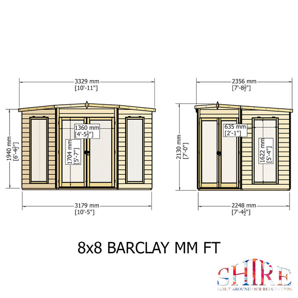 Shire Barclay 8x8 Corner Summerhouse 12mm Interlock Cladding - Best Shed