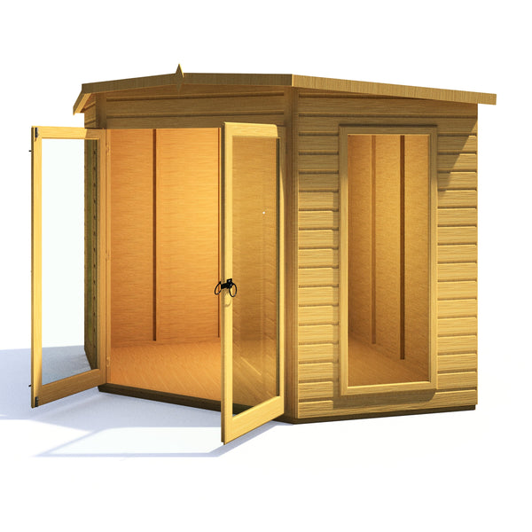 Shire Barclay 8x8 Corner Summerhouse 12mm Interlock Cladding - Best Shed